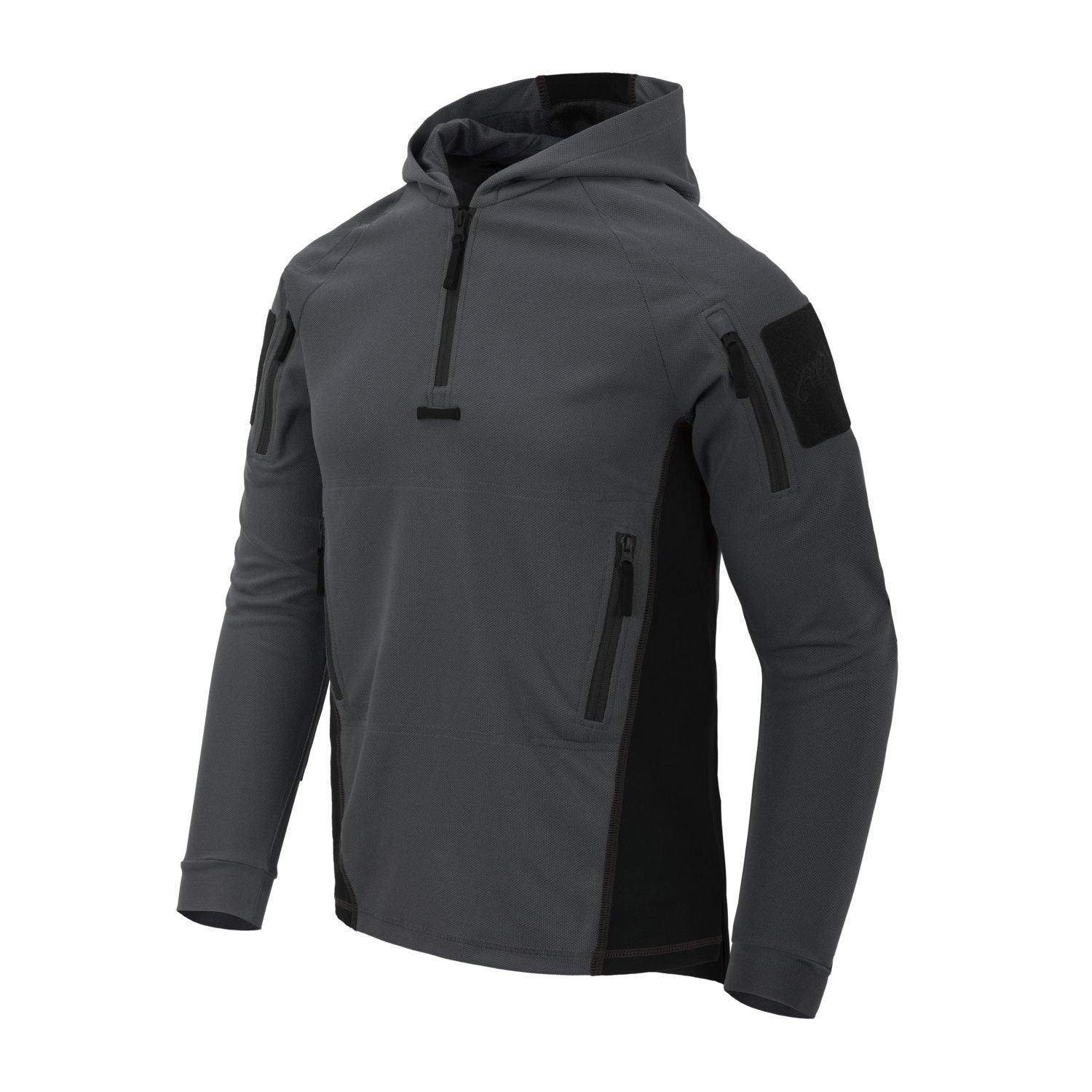 Sudadera RANGE TOPCOOL gris oscuro/negra con capucha, paneles elásticos, 3 bolsillos y refuerzos en codos