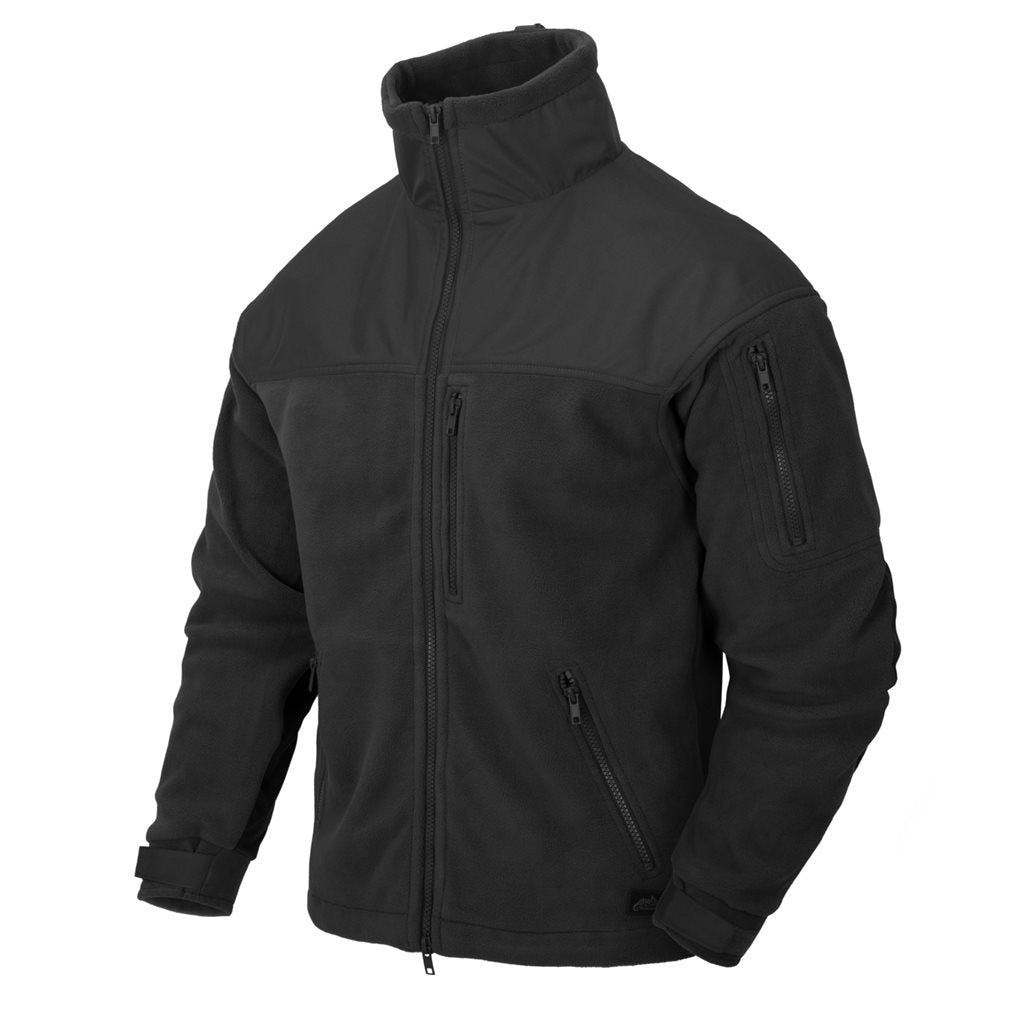 Chaqueta fleece Classic Army negra con corte cómodo y múltiples bolsillos