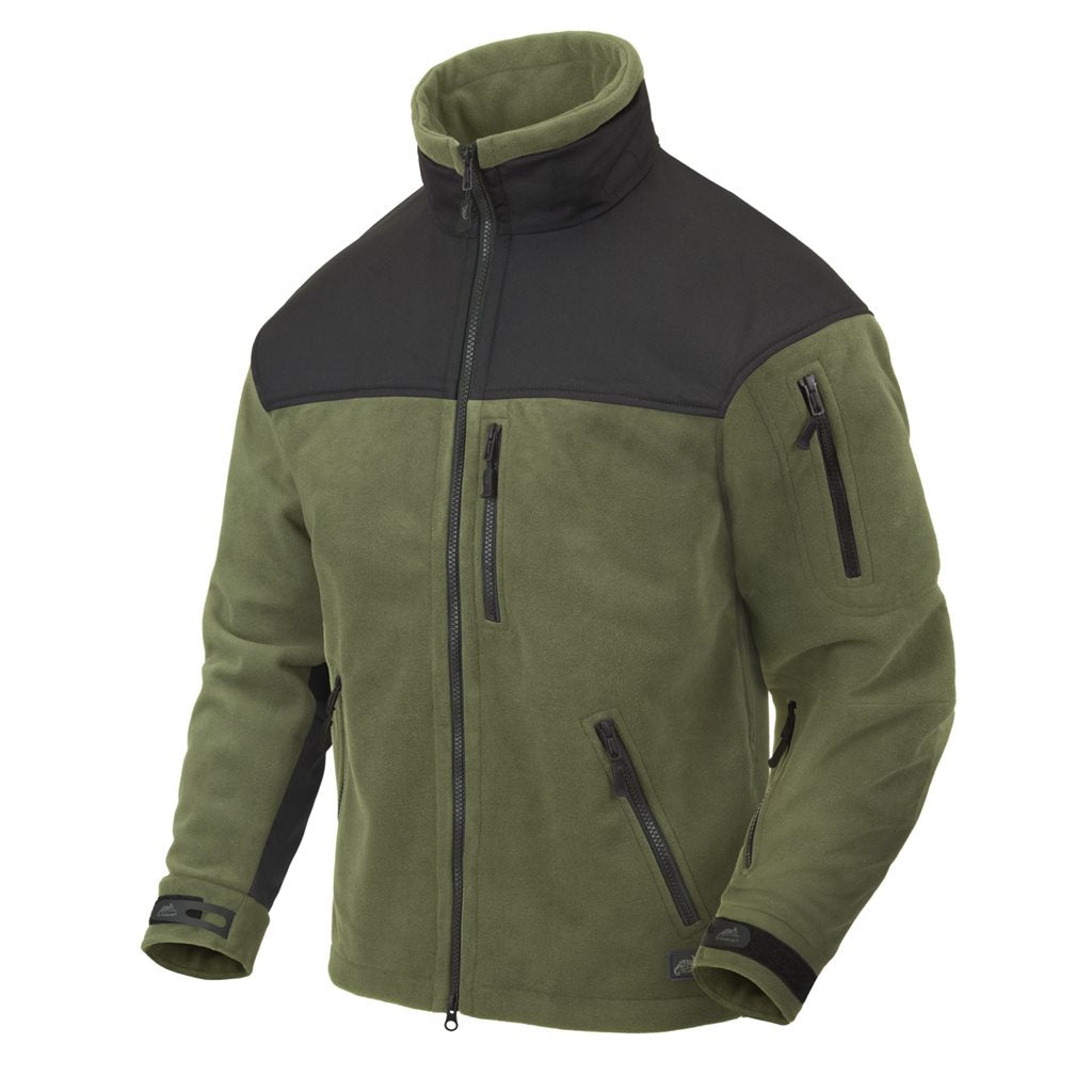 Chaqueta fleece Classic Army Windblocker verde/negro, tejido suave y resistente con capucha oculta