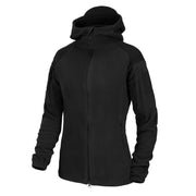 Sudadera femenina CUMUUS® negra de felpa con capucha, visera y cuatro bolsillos