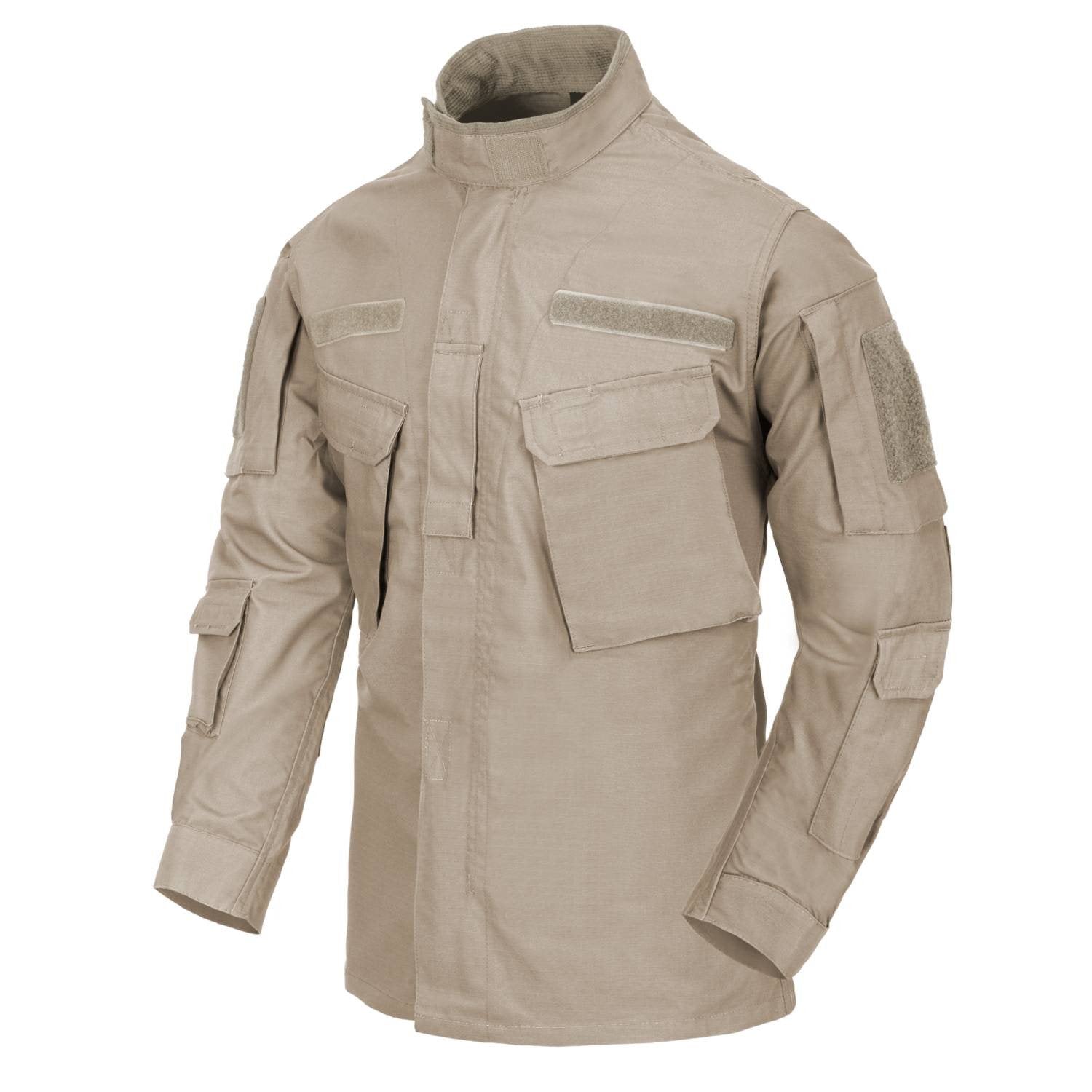 Blůza CPU® rip-stop KHAKI: chaqueta táctica khaki con cuello alto forrado y corte cómodo