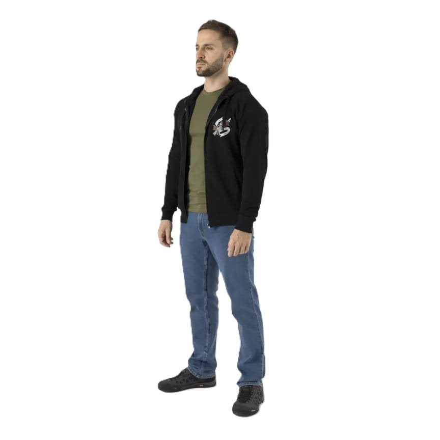 Sudadera negra COME AND TAKE IT con cremallera y capucha y estampado colorido