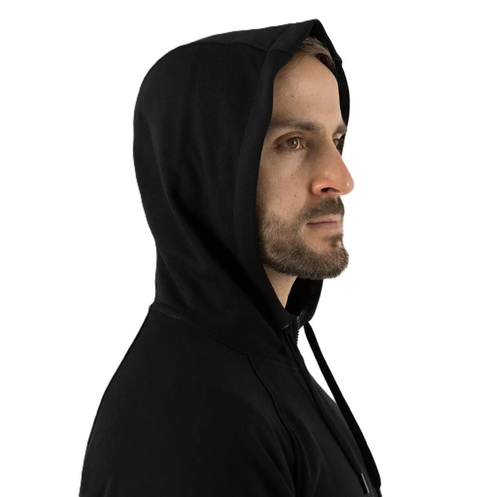 Sudadera negra COME AND TAKE IT con cremallera y capucha y estampado colorido