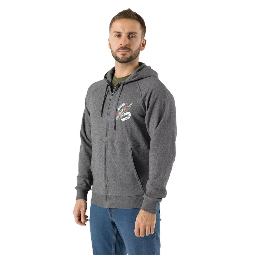 Sudadera negra COME AND TAKE IT con cremallera y capucha, estampado colorido