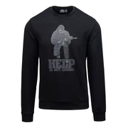 Sudadera negra 'HELP IS NOT COMING' sin capucha, material ligero y agradable al tacto
