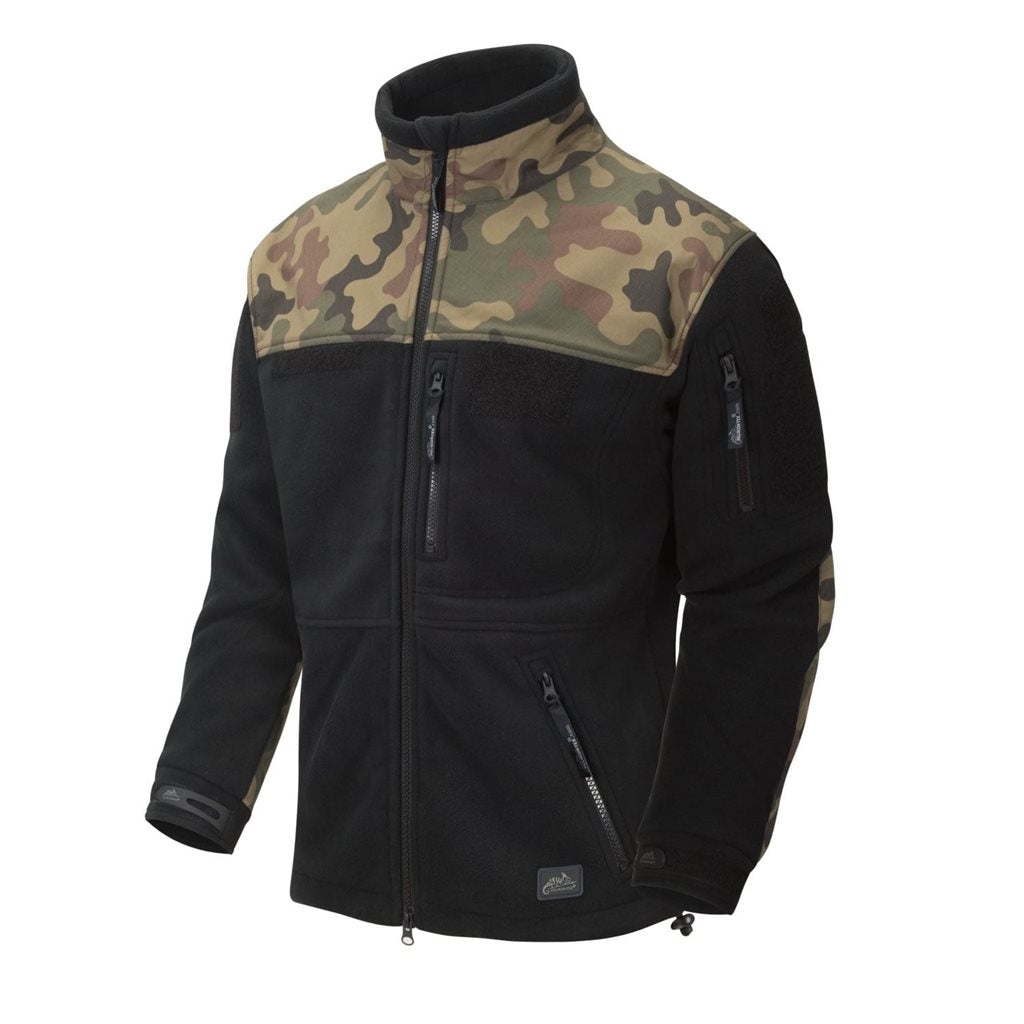 Chaqueta INFANTRY fleece negra/woodland, microfleece 330 g/m²
