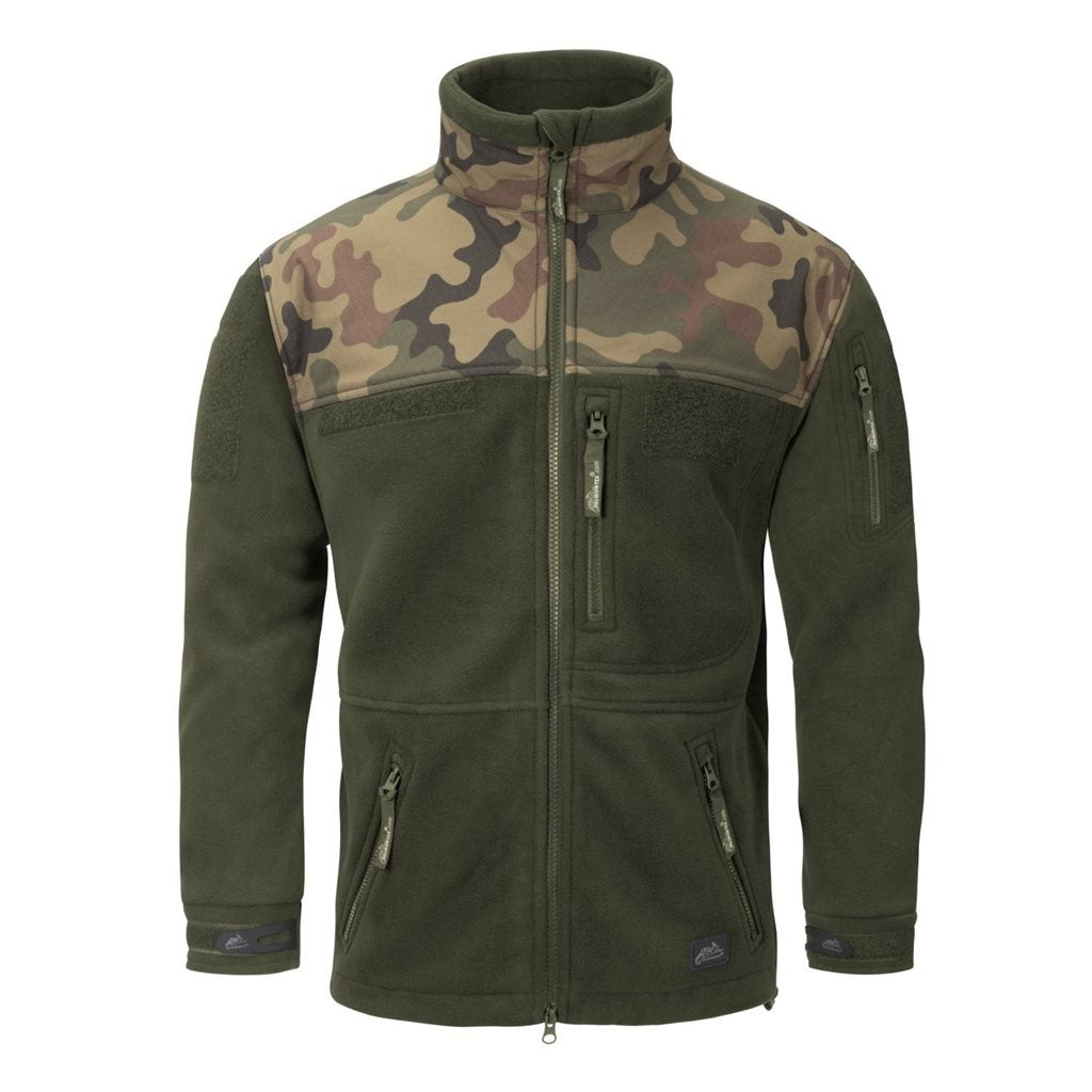 Chaqueta polar HELIKON-TEX INFANTRY verde woodland con cuatro bolsillos y refuerzos
