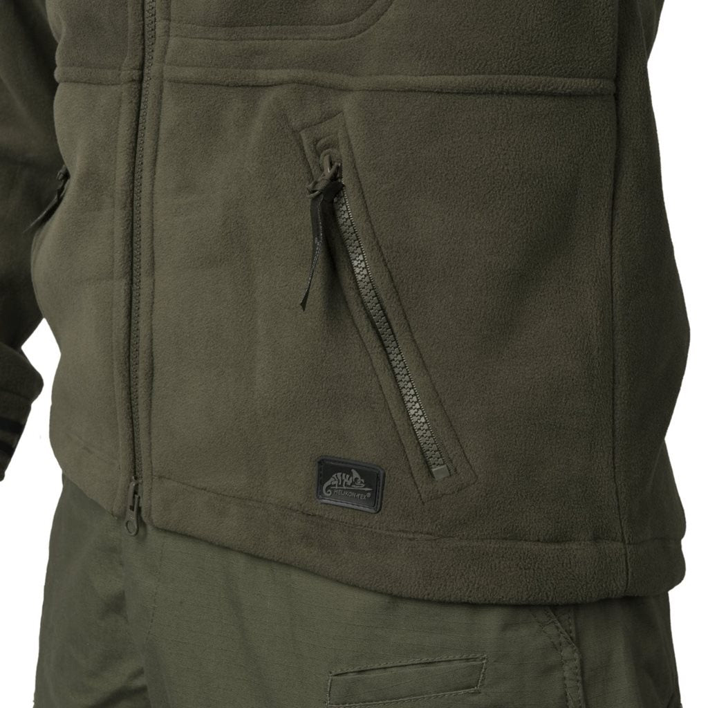 Chaqueta polar HELIKON-TEX INFANTRY verde woodland con cuatro bolsillos y refuerzos