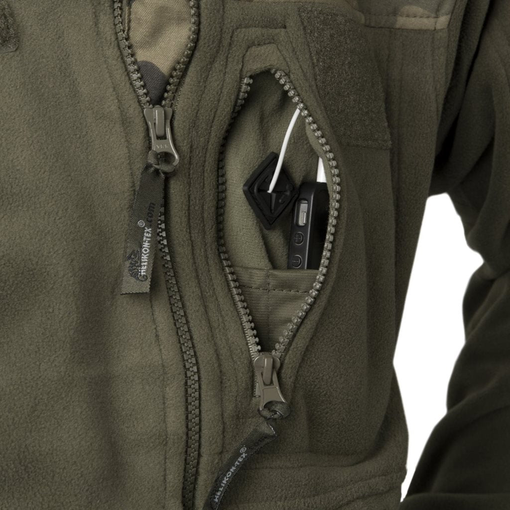 Chaqueta polar HELIKON-TEX INFANTRY verde woodland con cuatro bolsillos y refuerzos