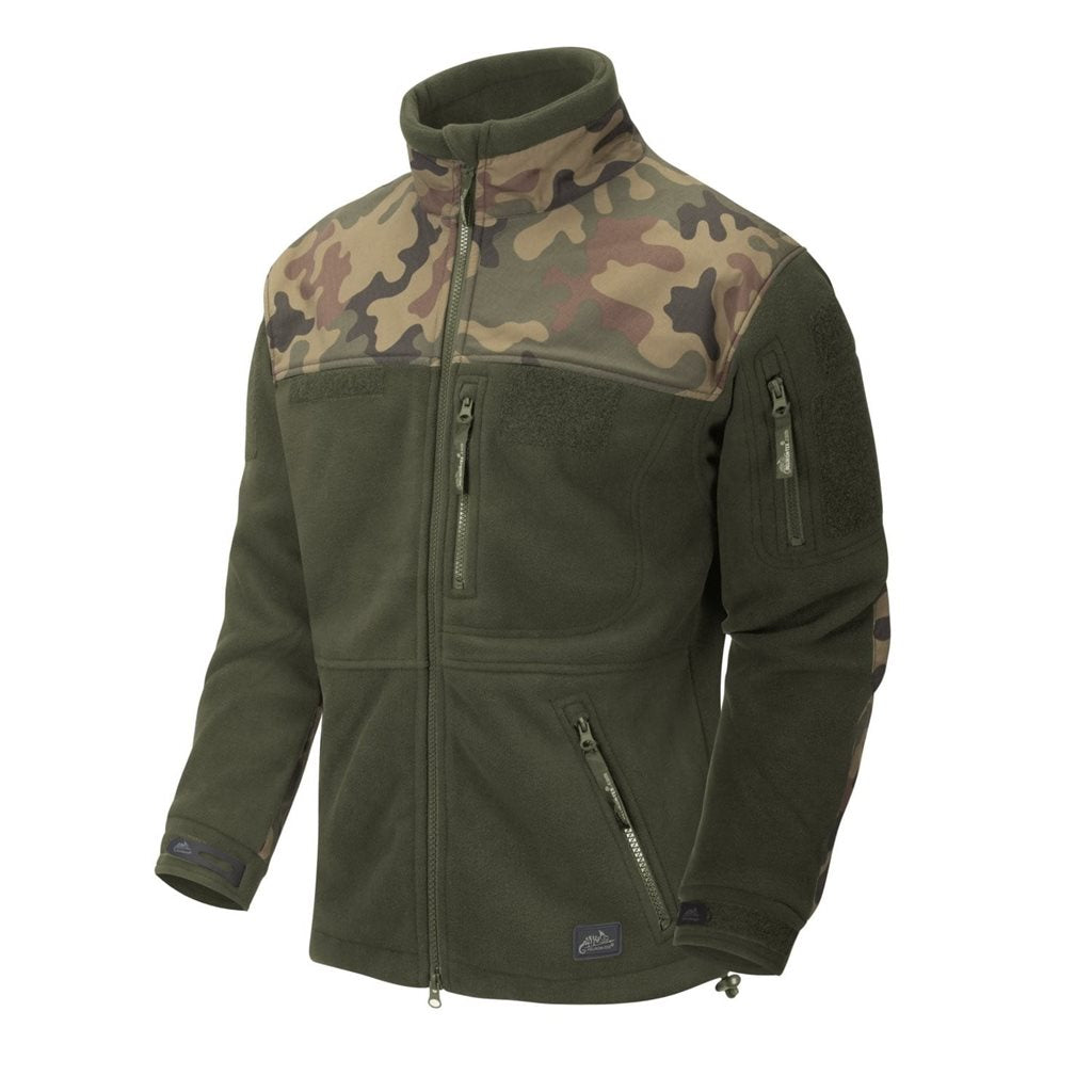Chaqueta polar HELIKON-TEX INFANTRY verde woodland con cuatro bolsillos y refuerzos