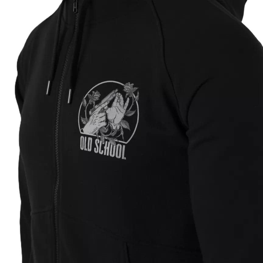 Sudadera OLD SCHOOL negra con cremallera central y capucha