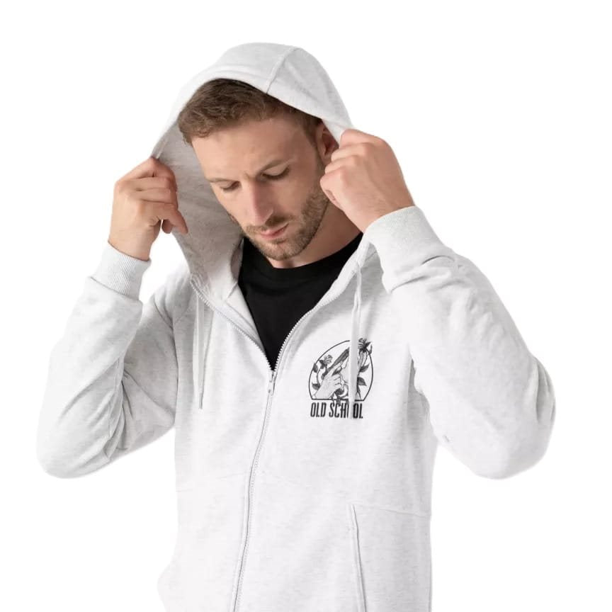Sudadera OLD SCHOOL negra con cremallera central y capucha
