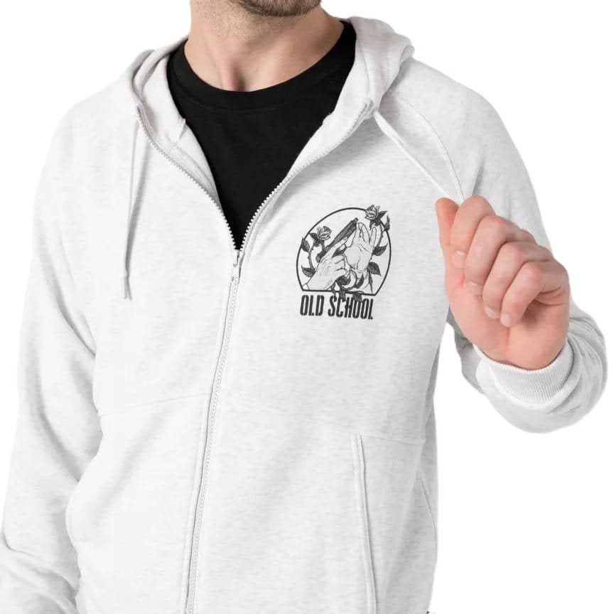 Sudadera OLD SCHOOL negra con cremallera central y capucha