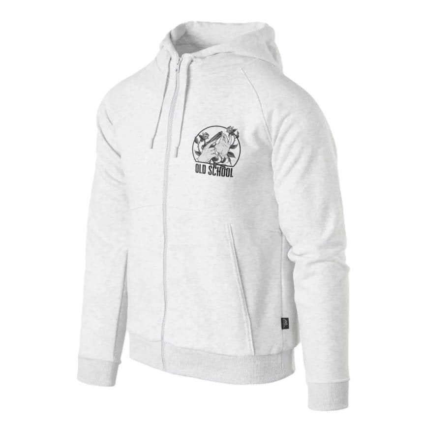 Sudadera ligera Old School con cremallera central y capucha en gris claro