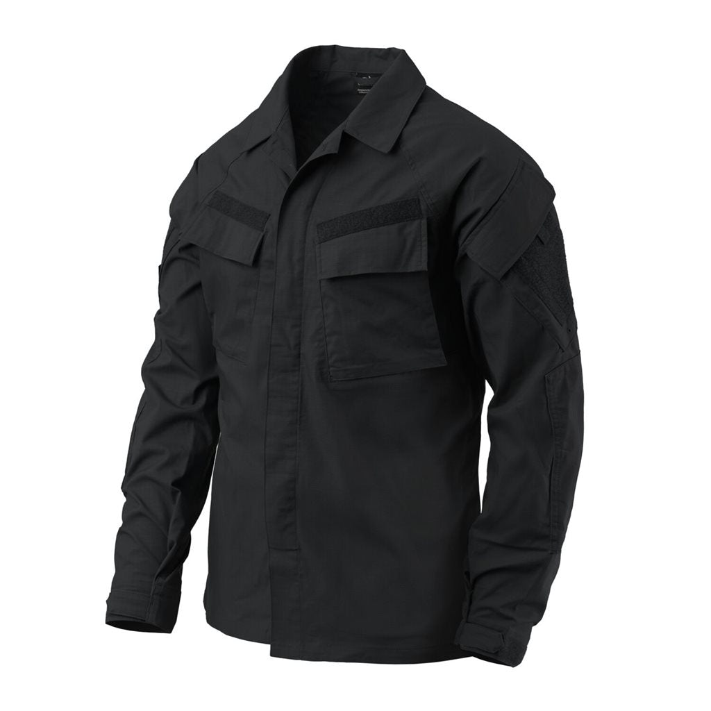 Blusa RAID rip-stop negra estilo BDU, mezcla de materiales, capa ligera