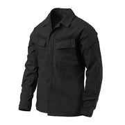 Blusa RAID rip-stop negra estilo BDU, mezcla de materiales, capa ligera