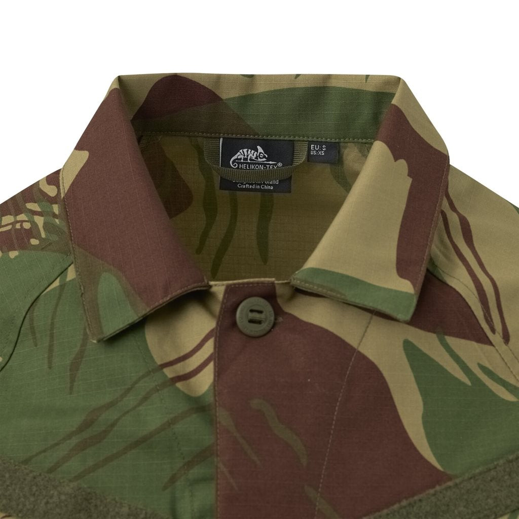 Chaqueta RAID rip-stop negra, corte BDU, tejido mixto rip-stop, ligera y resistente