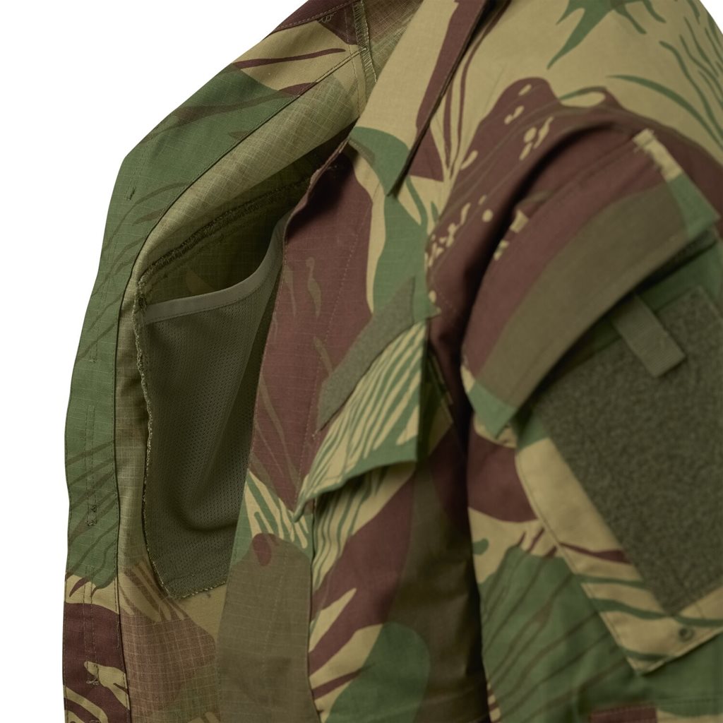 Chaqueta RAID rip-stop negra, corte BDU, tejido mixto rip-stop, ligera y resistente