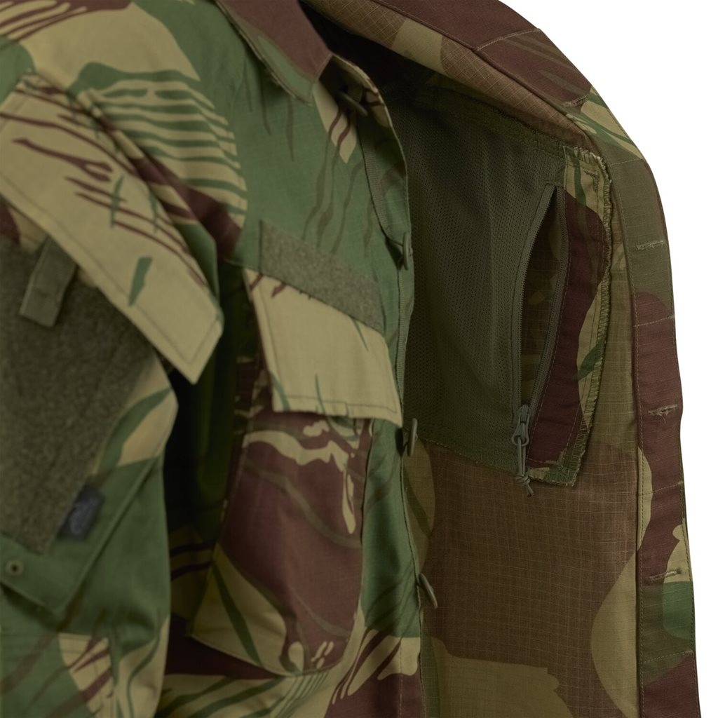 Chaqueta RAID rip-stop negra, corte BDU, tejido mixto rip-stop, ligera y resistente