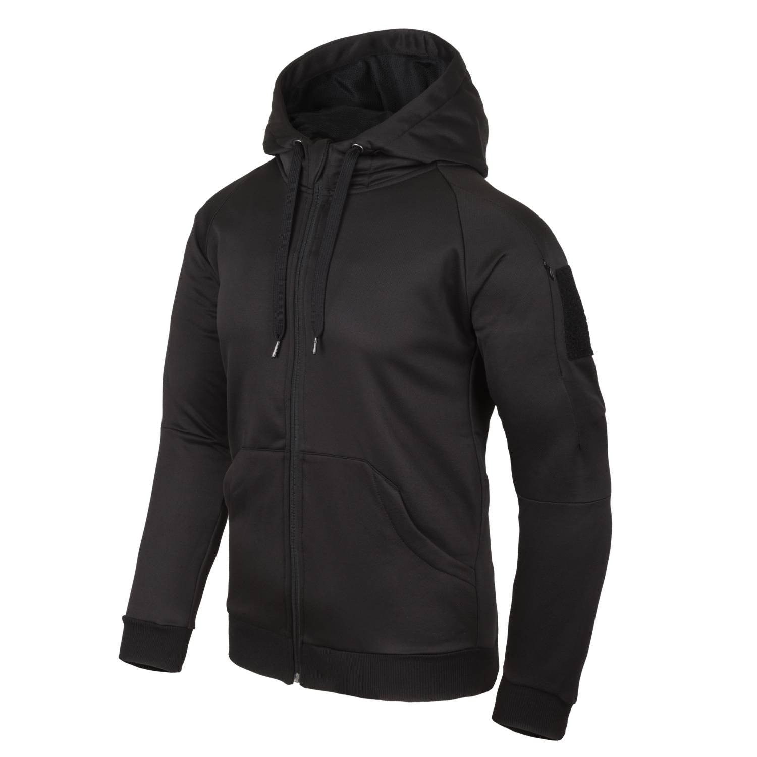 Sudadera Urban Tactical Hoodie negra Helikon-Tex con capucha, 4 bolsillos y 3 paneles de velcro
