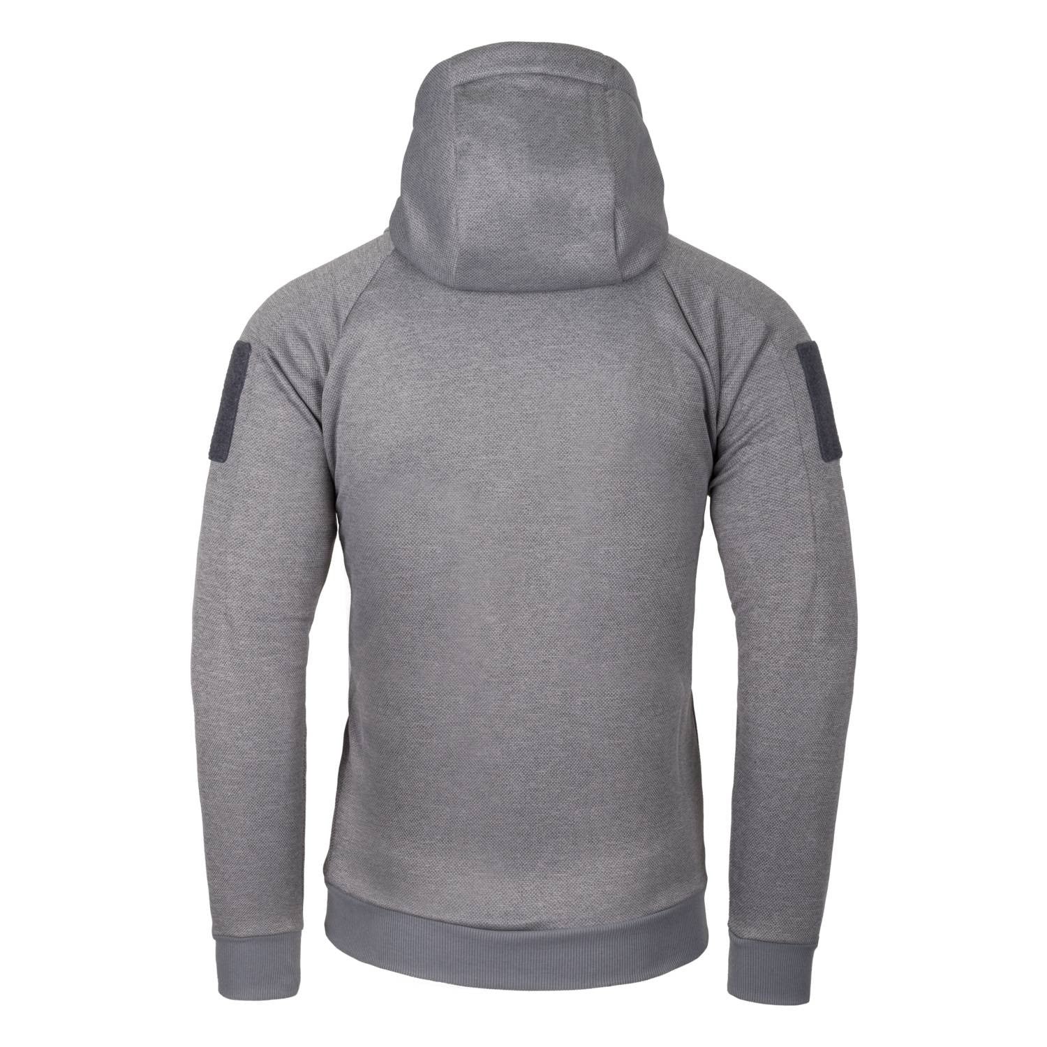 Sudadera URBAN TACTICAL HOODIE gris de Helikon-Tex, capucha, 4 bolsillos y paneles velcro