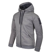 Sudadera URBAN TACTICAL HOODIE gris de Helikon-Tex, capucha, 4 bolsillos y paneles velcro