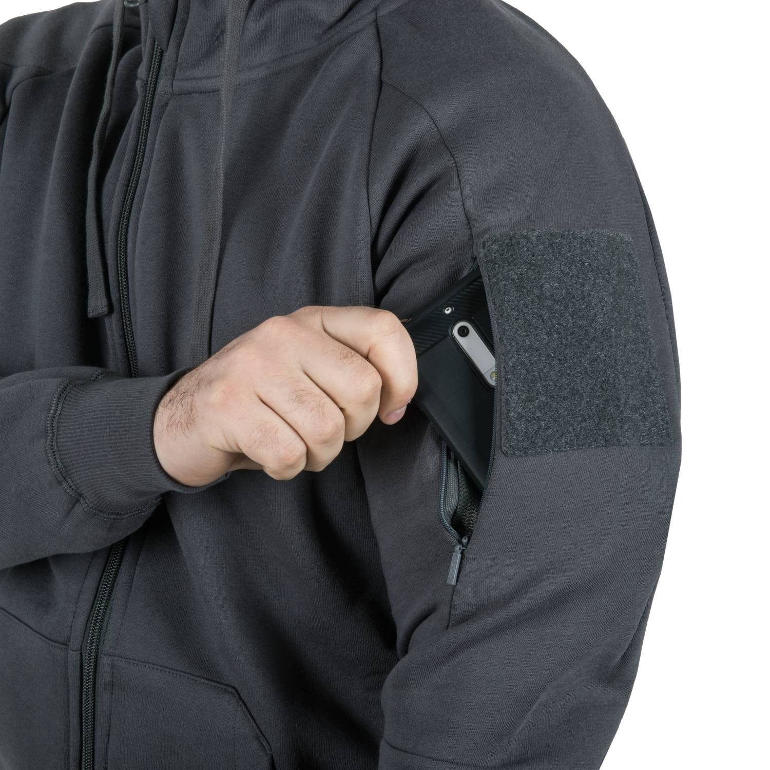 Sudadera URBAN TACTICAL LITE negra, perfil bajo, 6 bolsillos