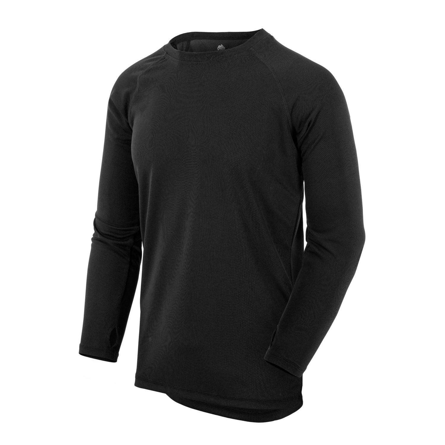 Camiseta funcional LEVEL 1 HELIKON-TEX negra, poliéster transpirable, costuras planas y fácil de guardar