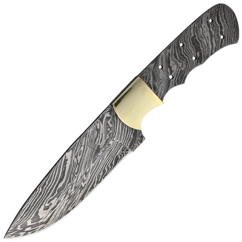 Hoja damasco Drop Point para fabricación de cuchillos, filo liso y diseño full-tang
