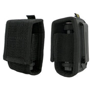 Funda nylon negra para linterna de porra telescópica con cierre velcro y clip metálico para cinturón o chaleco
