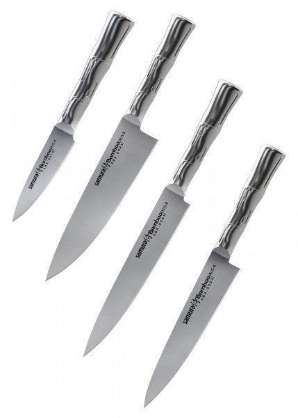 Imagen de Bloque de cuchillos de bambú Samura con 4 cuchillos de cocina TCSBA-05 parte de nuestra colección en Espadas y más, sitio oficial.