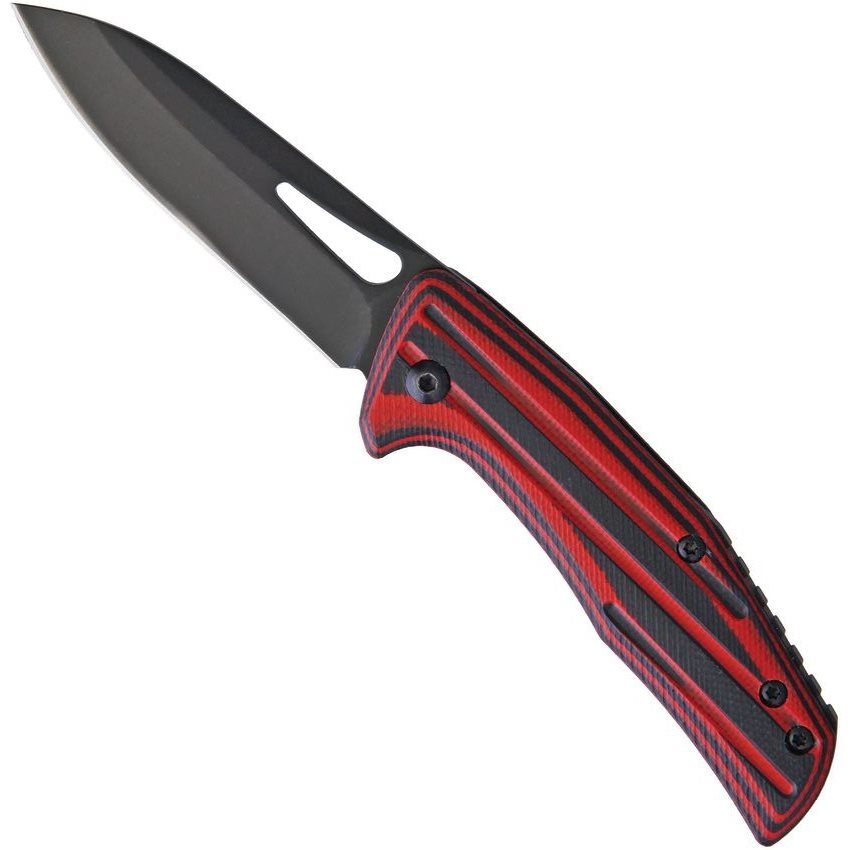 Navaja plegable Slip Joint con hoja lisa y mangos rojo y negro