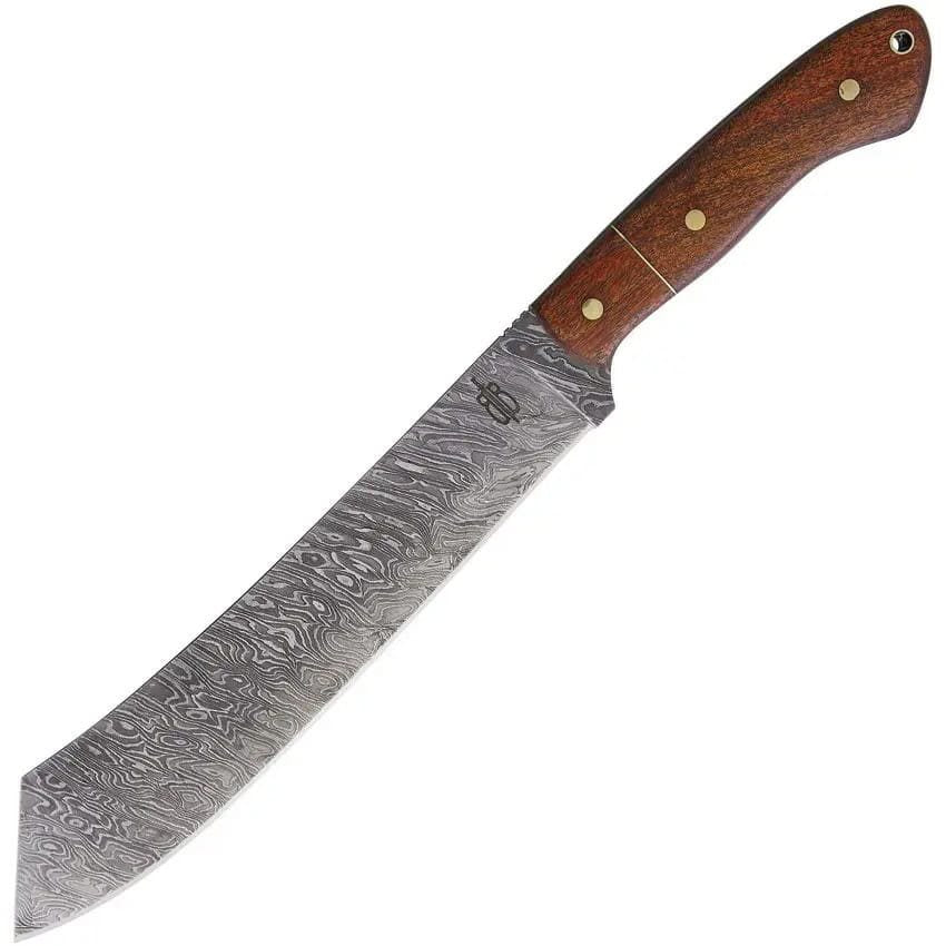 Machete UTILITY con hoja damasco y funda de cuero para cinturón