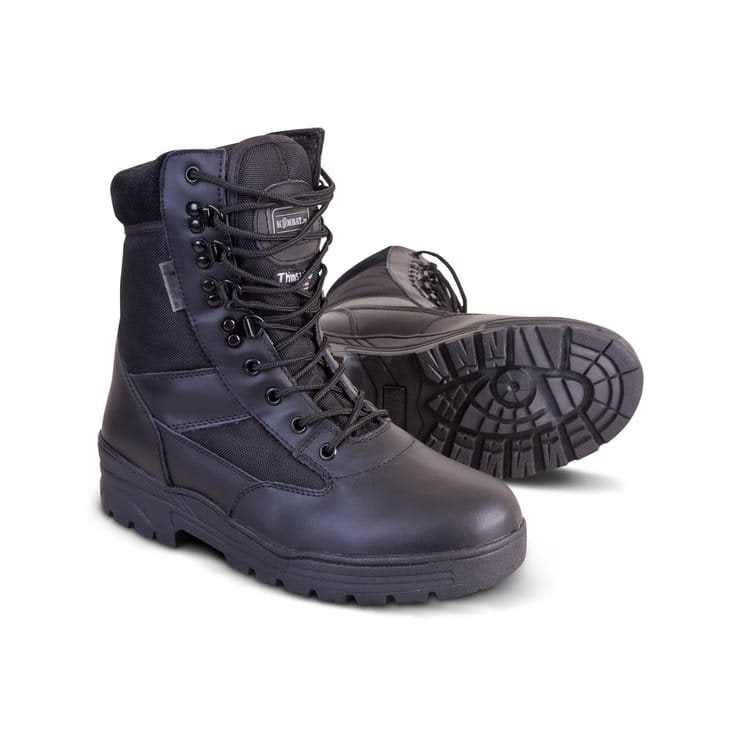 Botas tácticas Kombat negras de cuero y nylon, altas con aislamiento 3M Thinsulate
