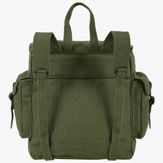 Mochila LARGE WEB negra con varios bolsillos y cierre a presión, lona de algodón resistente