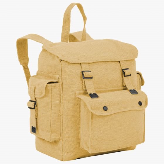 Mochila LARGE WEB negra con varios bolsillos y cierre a presión, lona de algodón resistente
