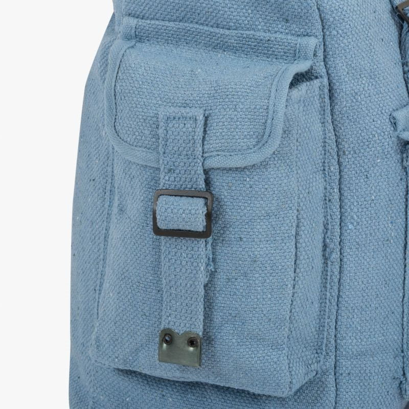 Mochila LARGE WEB negra con varios bolsillos y cierre a presión, lona de algodón resistente