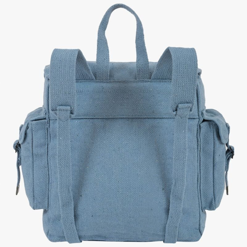 Mochila LARGE WEB negra con varios bolsillos y cierre a presión, lona de algodón resistente