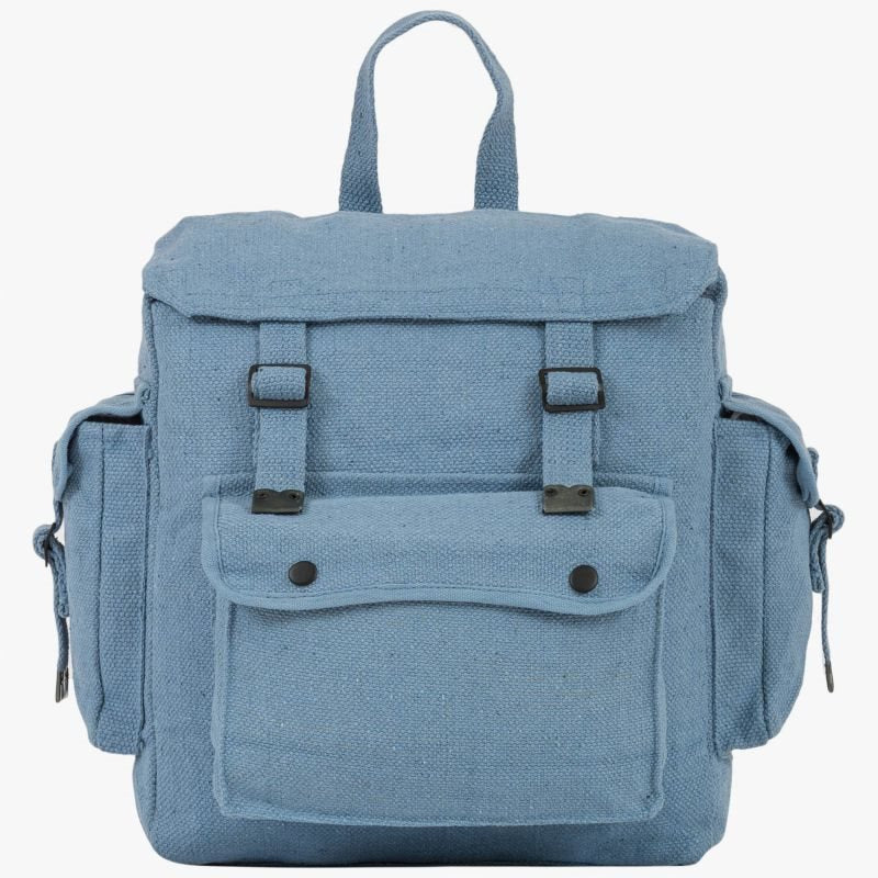 Mochila LARGE WEB negra con varios bolsillos y cierre a presión, lona de algodón resistente