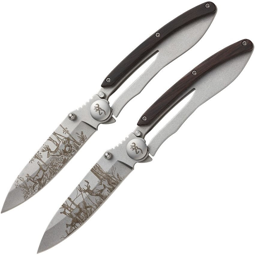 Set de 2 navajas Browning con motivo ciervo en caja de regalo