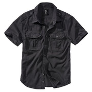 Camisa Brandit VAGE manga corta negra, algodón, estilo vintage