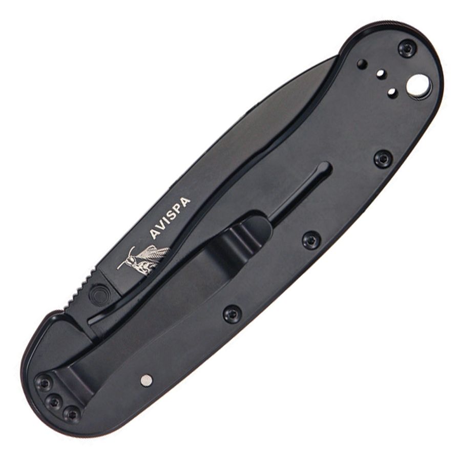 Navaja AVISPA negra hoja lisa 85 mm acero AUS-8 mango GRN clip bolsillo