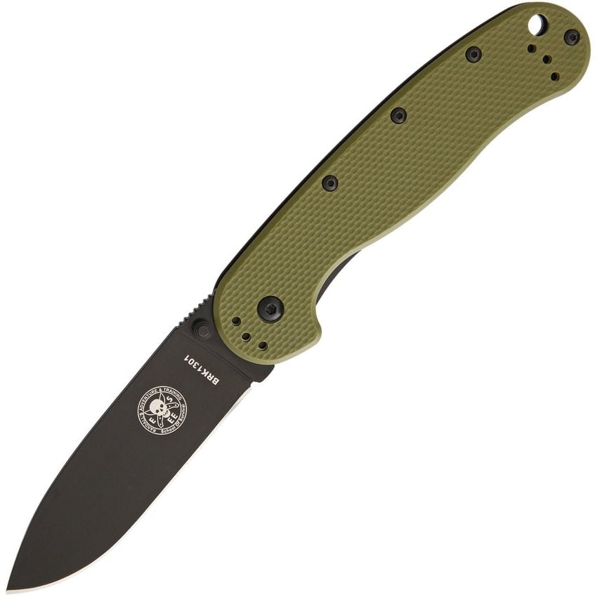 Navaja AVISPA negra hoja lisa 85 mm acero AUS-8 mango GRN clip bolsillo