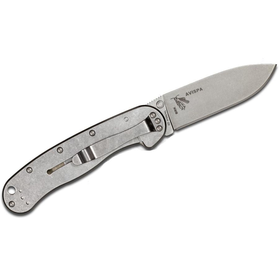 Navaja plegable AVISPA ESEE hoja lisa DESERT, 85 mm, acero D2, mango GRN, clip de bolsillo