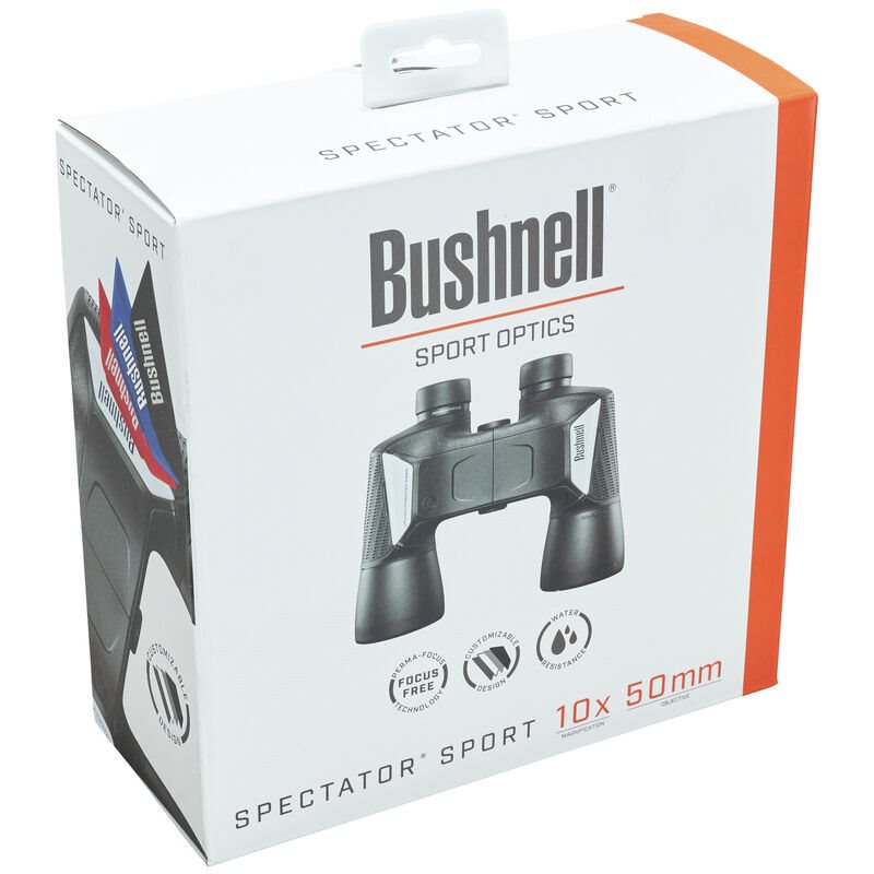 Prismático SPECTATOR SPORT 10x50 BUSHNELL, carcasa recubierta de goma y resistencia IPX4 contra salpicaduras