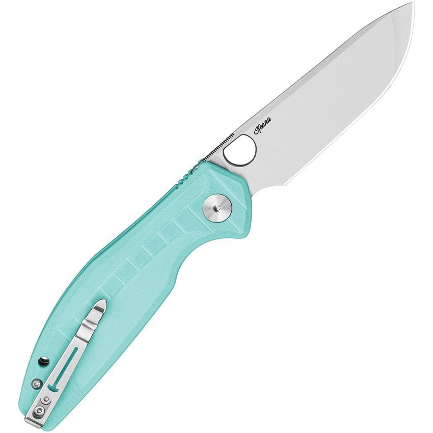 Cuchillo plegable ANGRY OWL B-Lock con empuñaduras turquesa