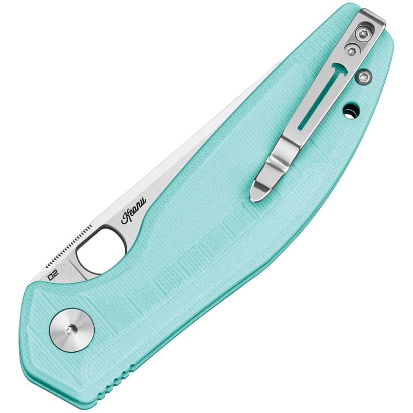 Cuchillo plegable ANGRY OWL B-Lock con empuñaduras turquesa