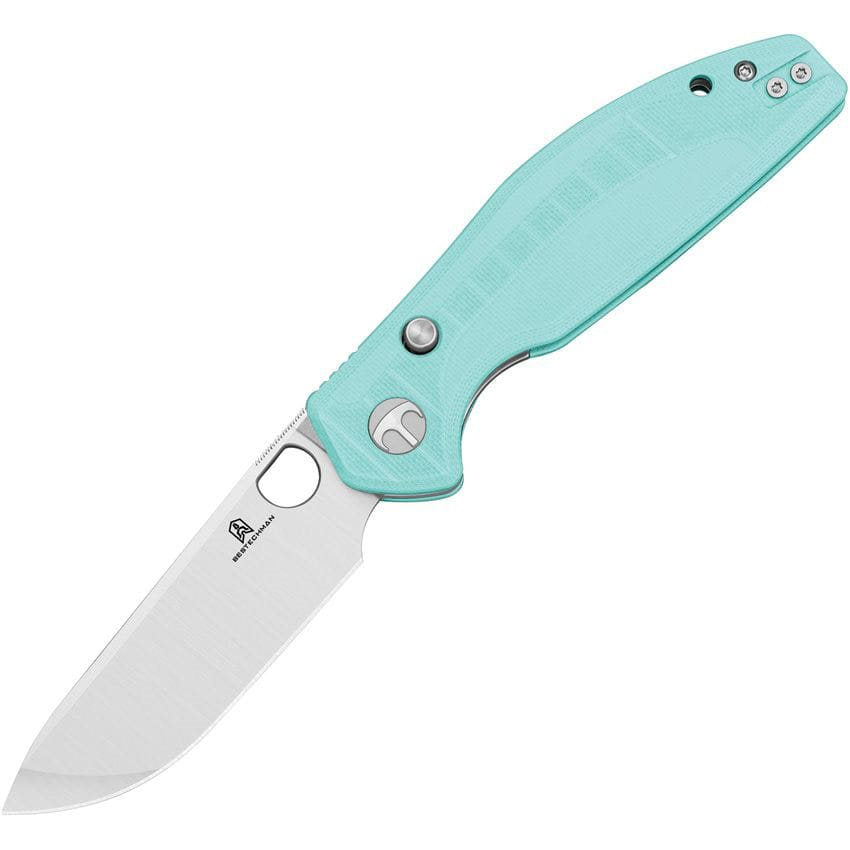 Cuchillo plegable ANGRY OWL B-Lock con empuñaduras turquesa