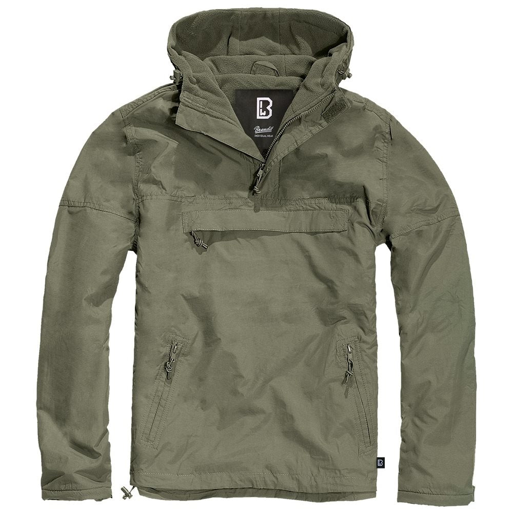 Chaqueta cortavientos BRANDIT Windbreaker verde con capucha