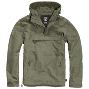 Chaqueta cortavientos BRANDIT Windbreaker verde con capucha